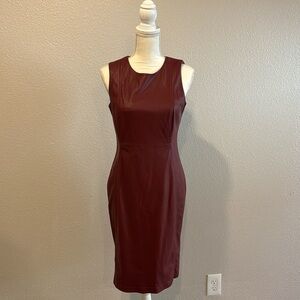 Calvin Klein Leather Red Dress size 6